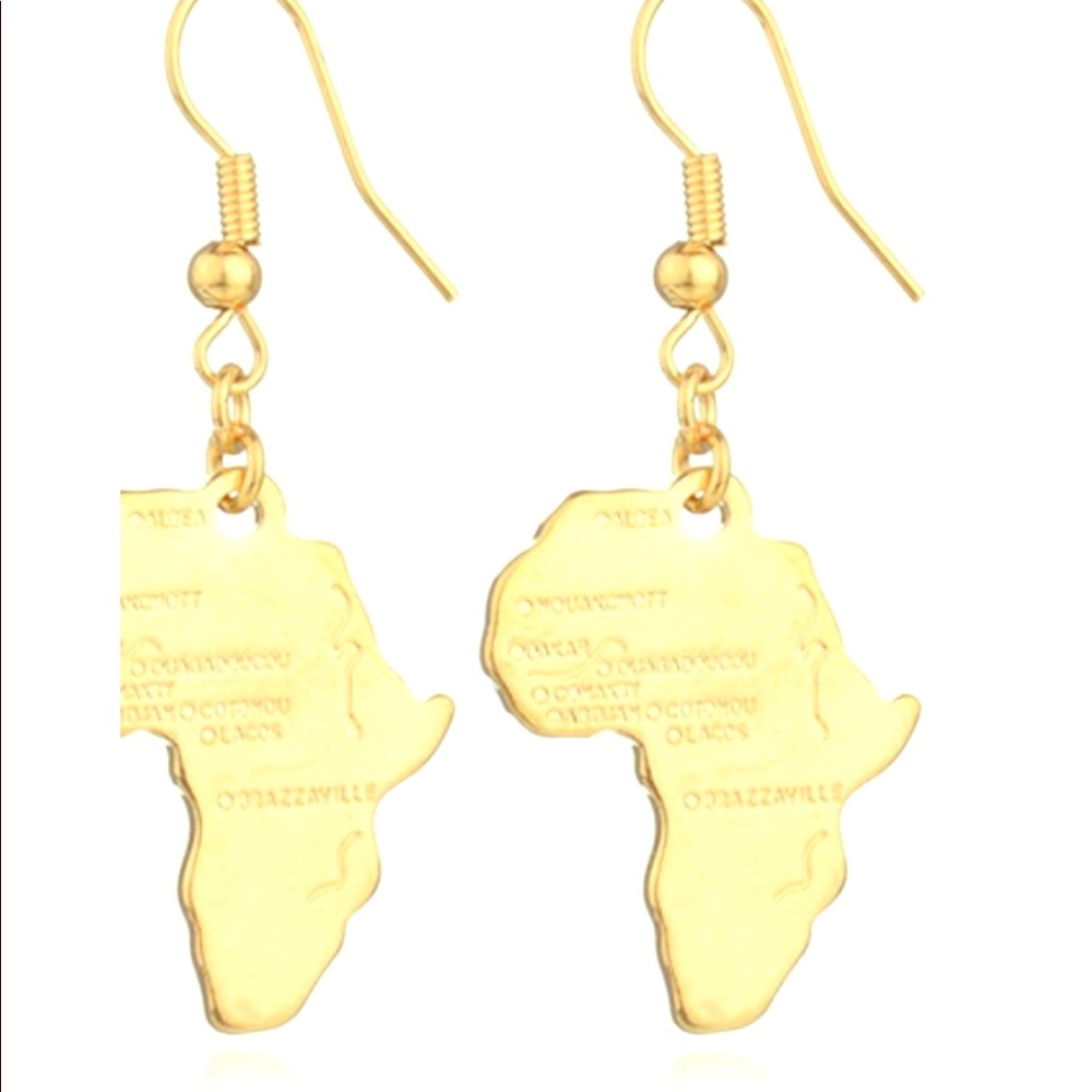 New Africa Gold Map Earrings